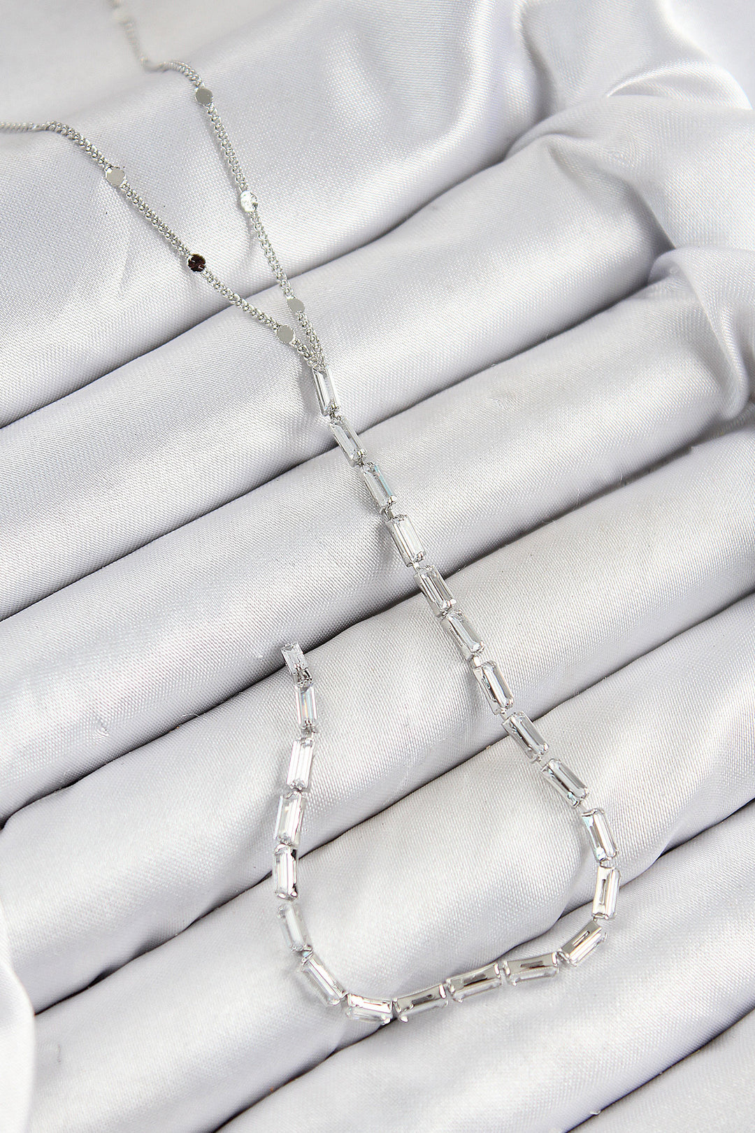 EBJ Rice Zircon Stone Model Silver Color Y Necklace - Sierra Vista