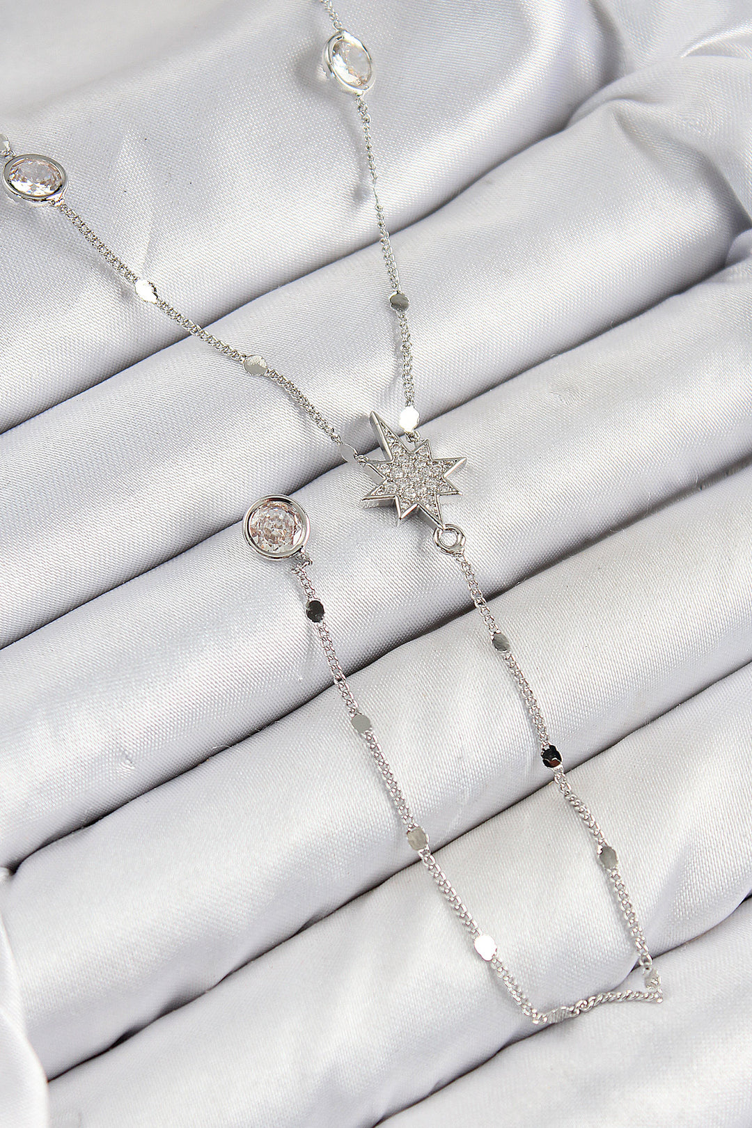 EBJ Rice Zircon Stone Polaris Model Silver Color Y Necklace - Enschede