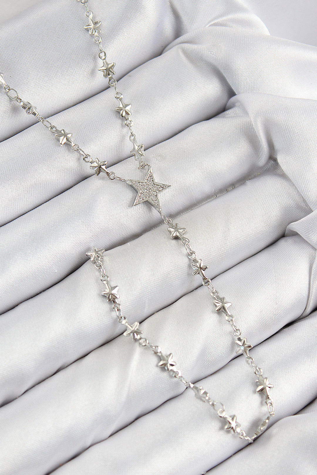 EBJ Rice Zircon Stone Star Model Silver Color Y Necklace - Moorpark