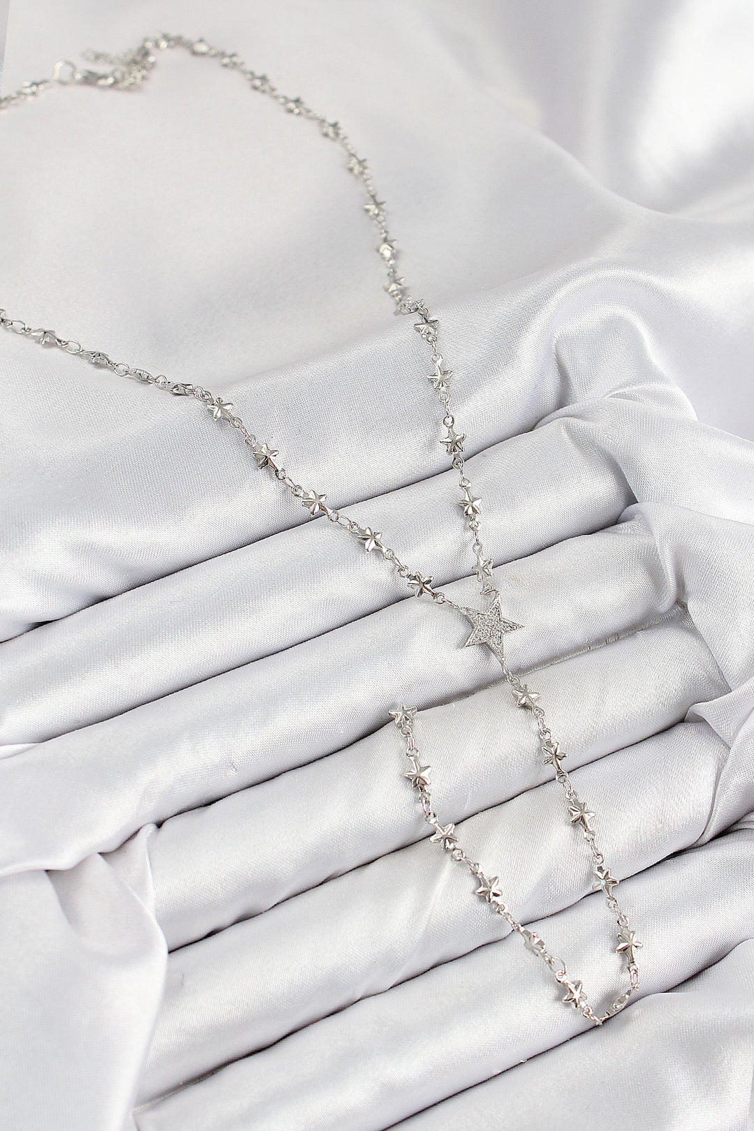 EBJ Rice Zircon Stone Star Model Silver Color Y Necklace - Moorpark