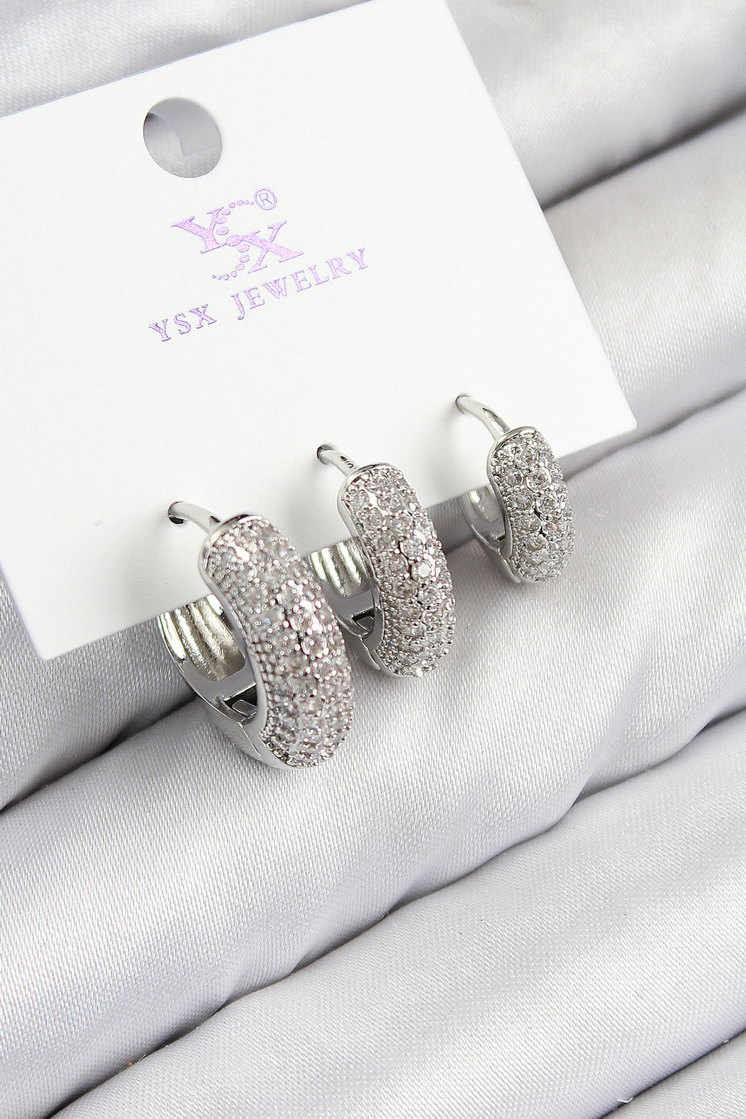 EBJ Rice Zircon Stone 3-Piece Ring Model Silver Color Women's Earring - Tuxtepec