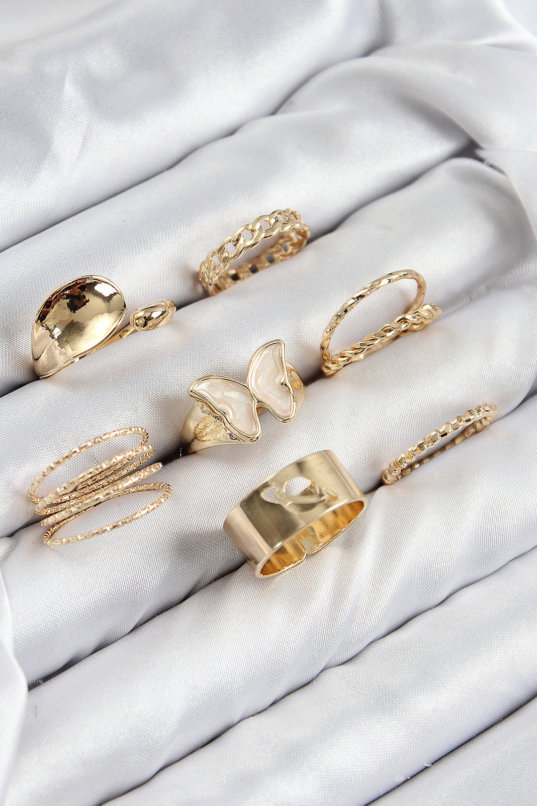 EBJ Rice Butterfly Model Gold Color Women's Ring Set - Loulé