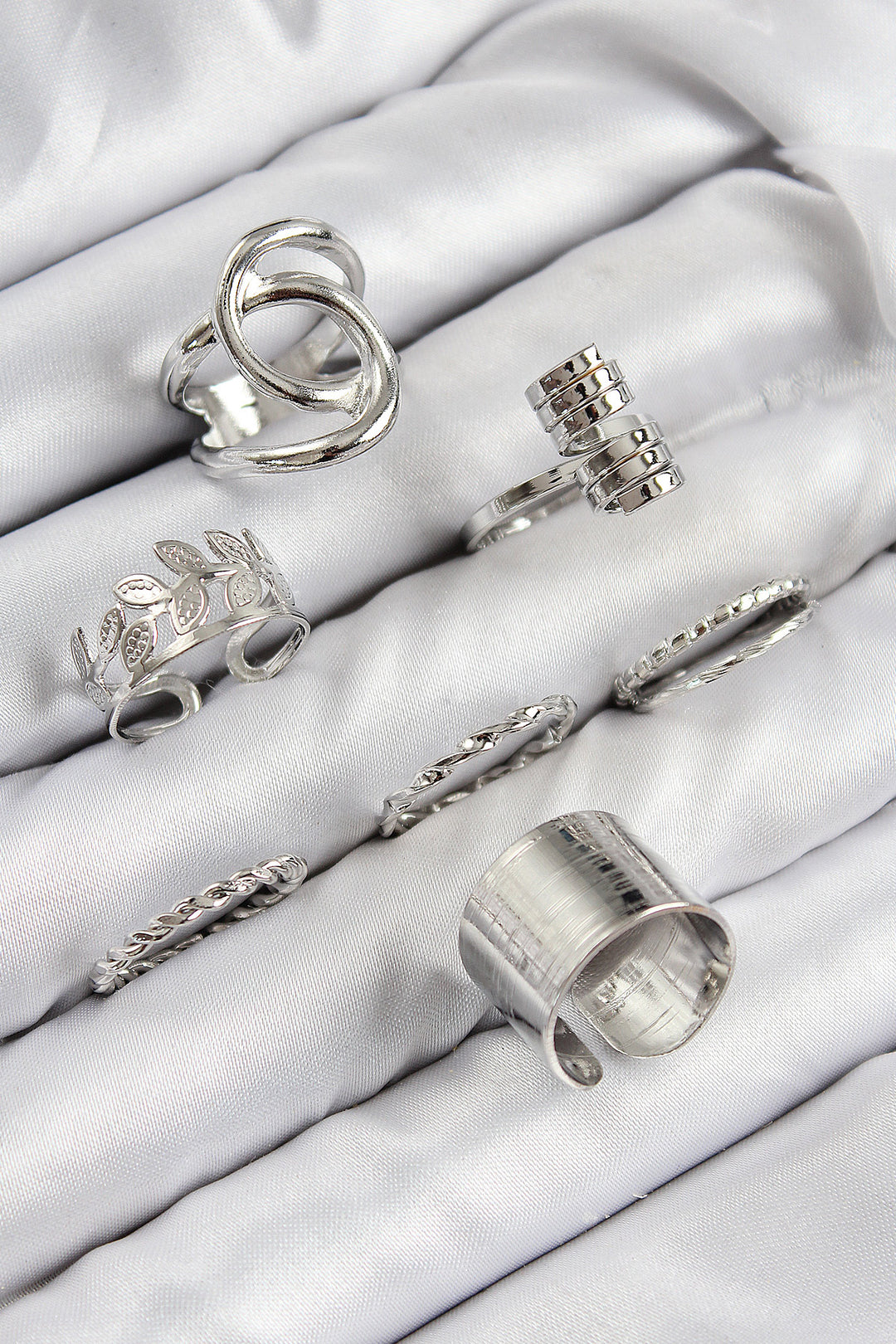 EBJ Rice Leaf Model Silver Color Women's Ring Set - Weißenfels