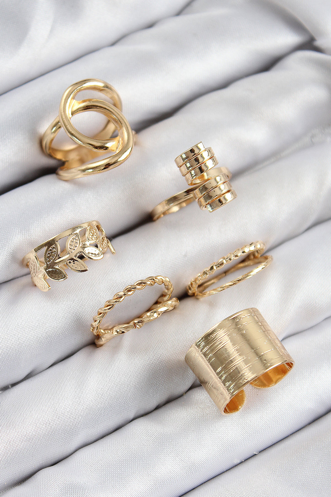 EBJ Rice Leaf Model Gold Color Women's Ring Set - Salem