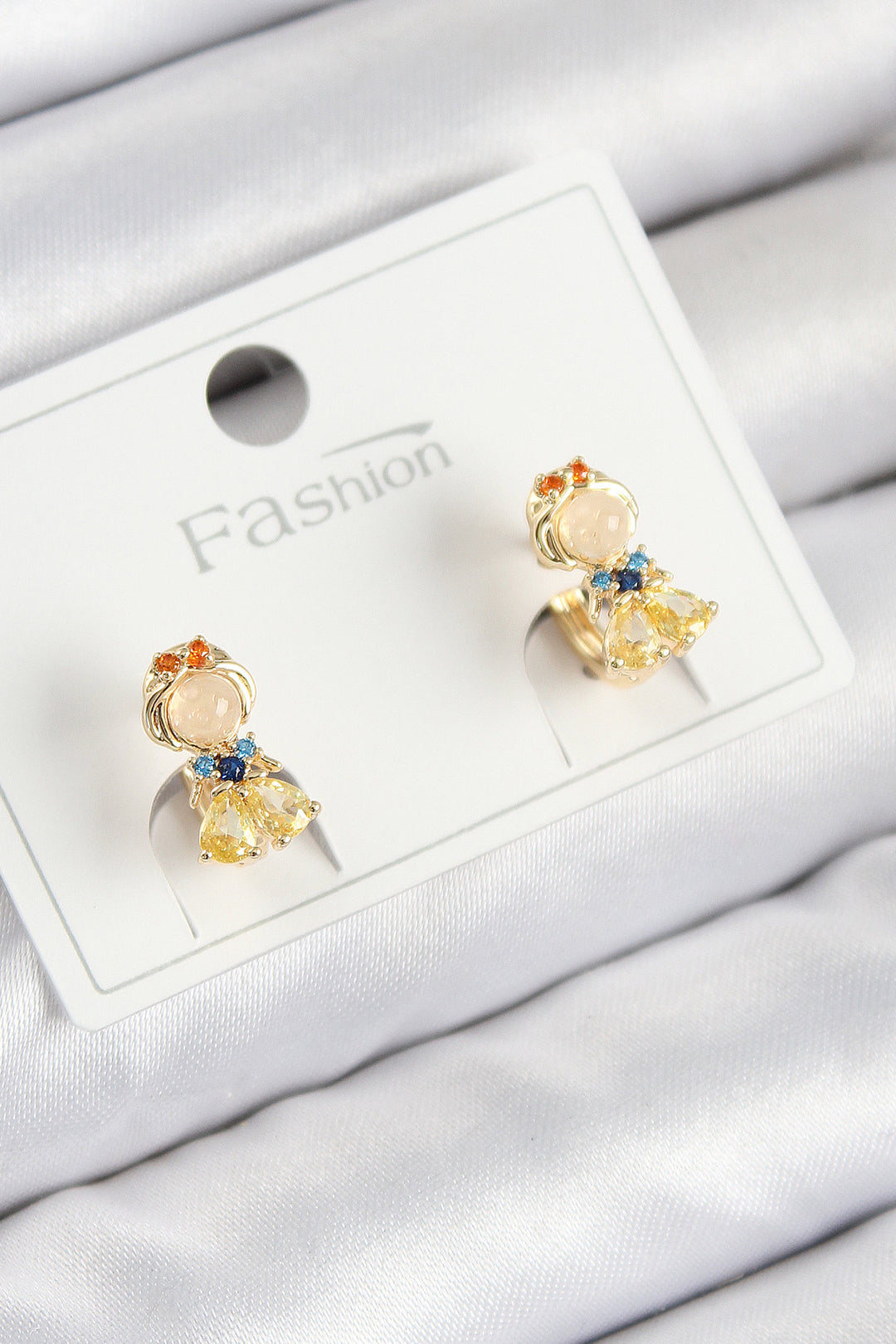 EBJ Rice Zircon Stone Cotton Princess Model Gold Color Children's Earring - Calpulalpan