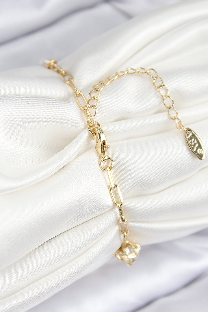 EBJ Rice Zircon Stone Sea Shell Model Gold Color Women's Bracelet - Middleton