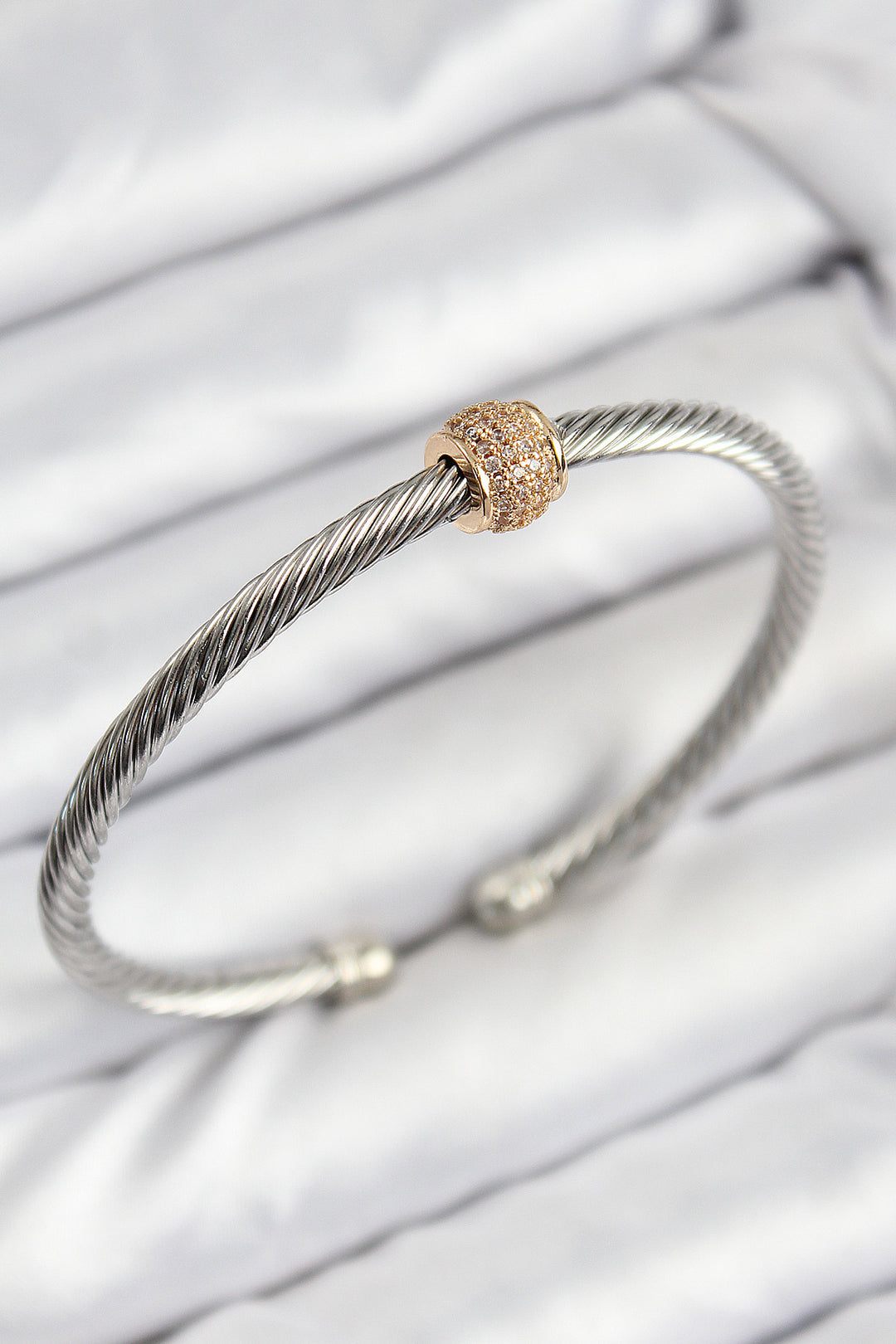 EBJ 316L Stainless Steel Zircon Stone Burma Model Gold and Silver Color Women's Bracelet - Dunkerque