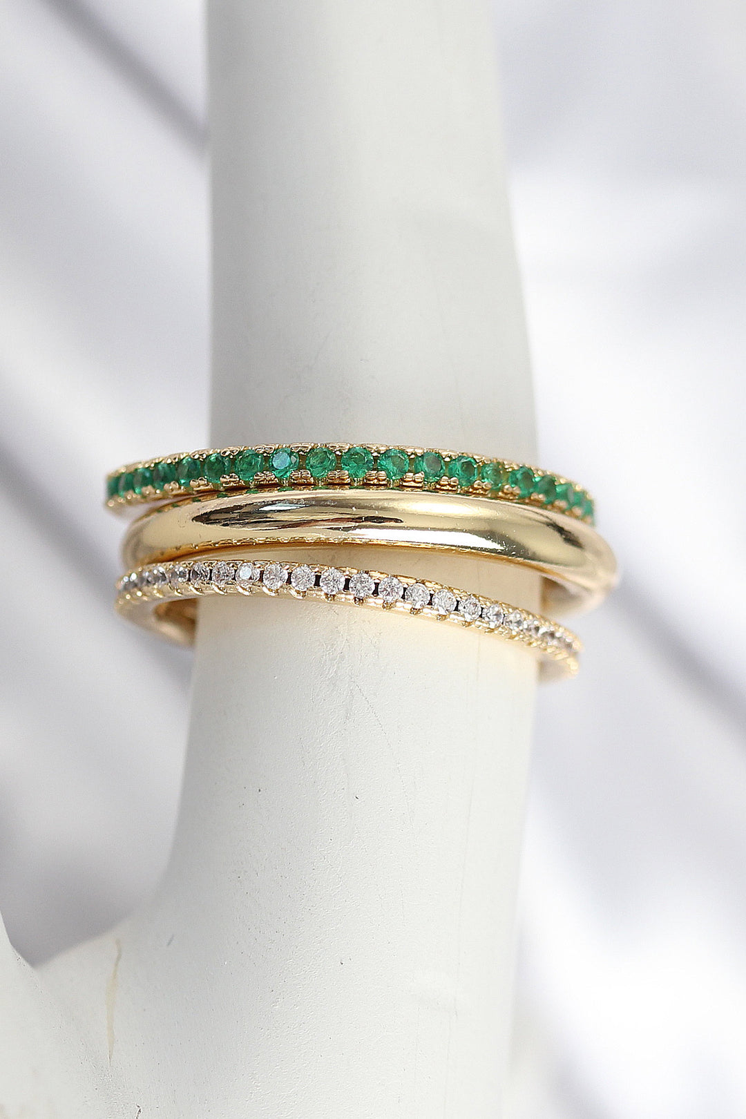 EBJ Rice Zircon Stone Mixed Color 3-Piece Women's Ring - Altamura