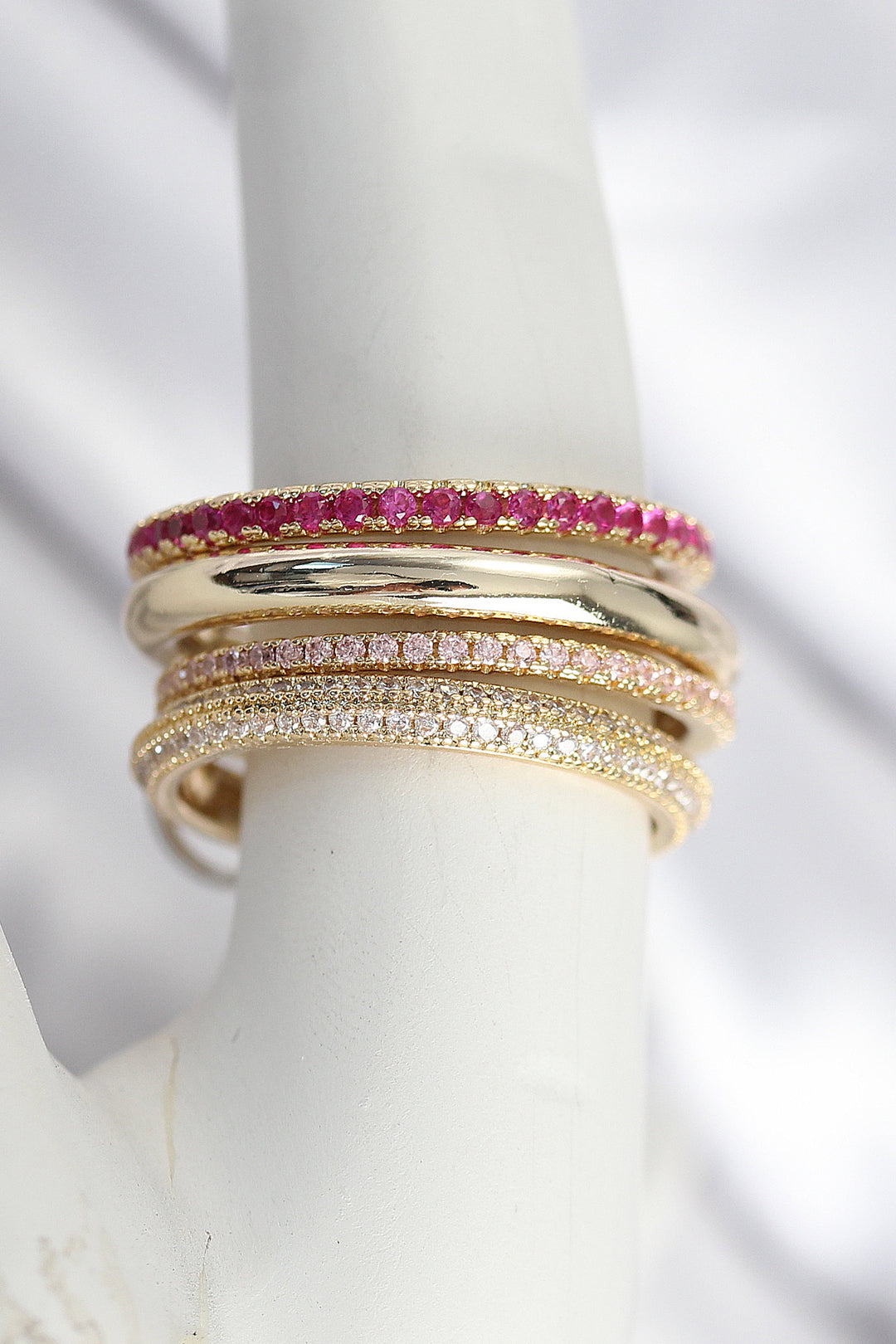 EBJ Rice Gold Color Zircon Stone 4-Piece Women's Ring - Willenhall