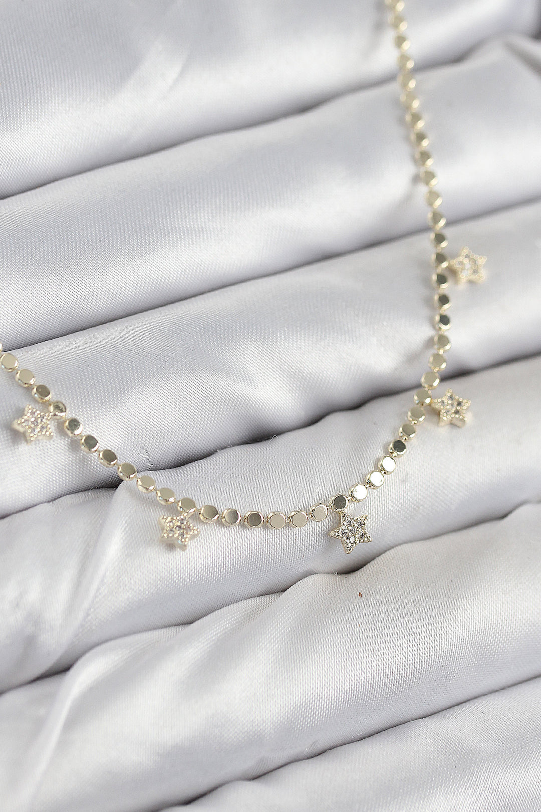 EBJ Rice Zircon Stone Starburst Fringe Chain Model Gold Color Women's Necklace - Bisceglie