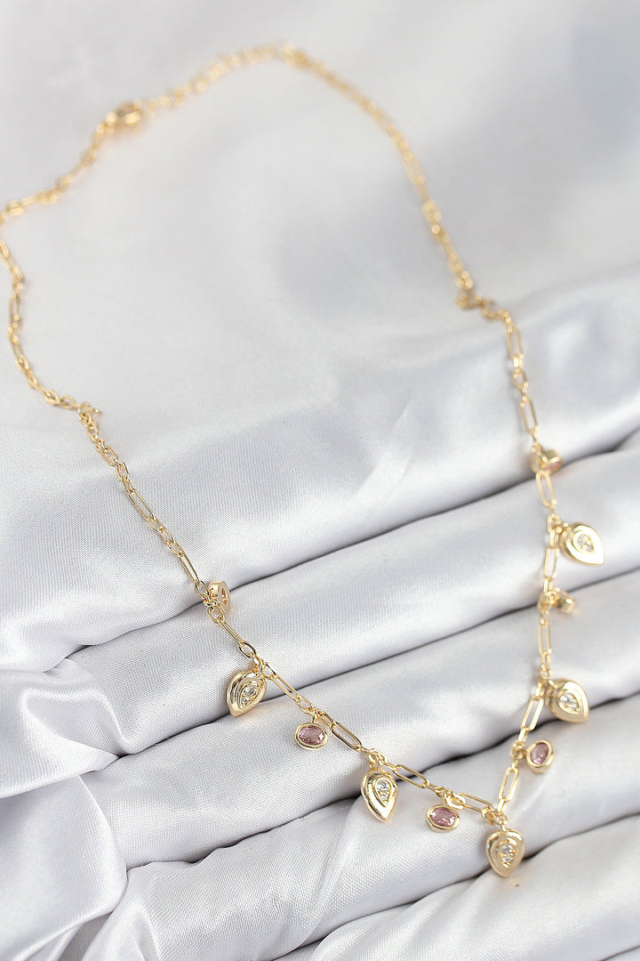 EBJ Rice Zircon Stone Pendant Drop Model Gold Color Women's Necklace - West Seneca