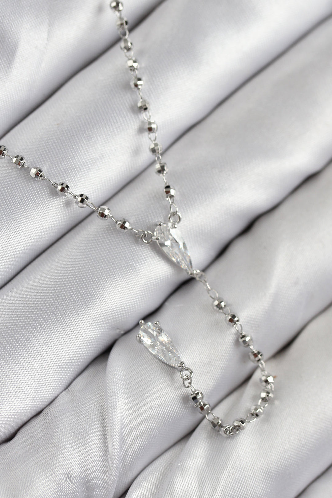 EBJ Rice Zircon Stone Silver Color Women Y Necklace - Walsall
