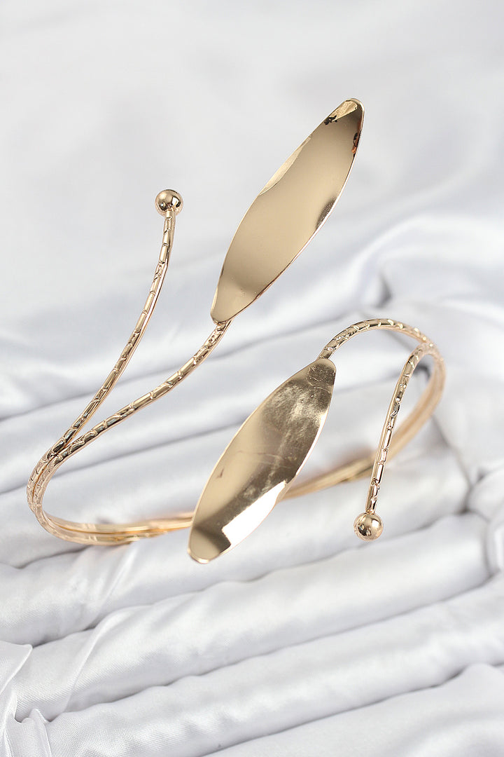 EBJ Rice Leaf Pattern Gold Color Women's Arm Bracelet - Salzburg