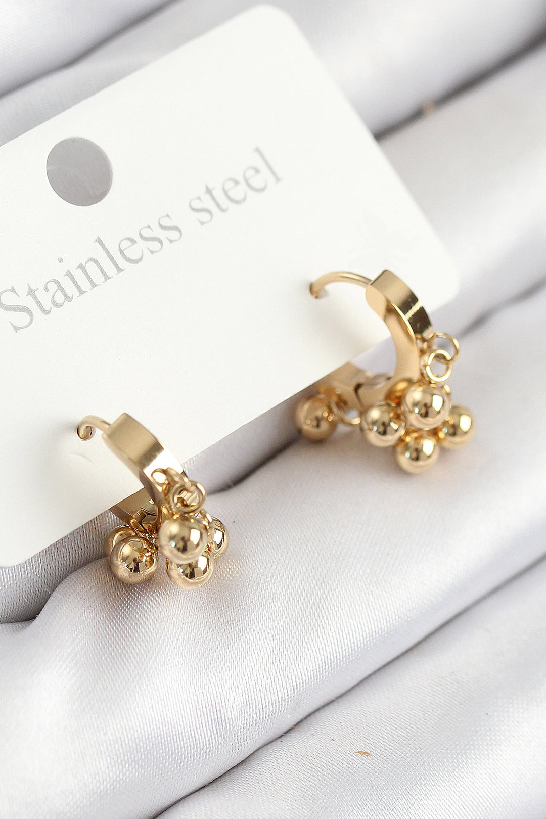 EBJ 316L Steel Beaded Ring Model Gold Color Women's Earring - Leeuwarden