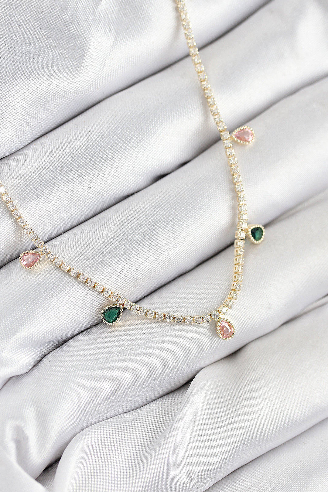 EBJ Rice Zircon Stone Waterway Droplet Model Gold Color Women's Necklace - Viareggio