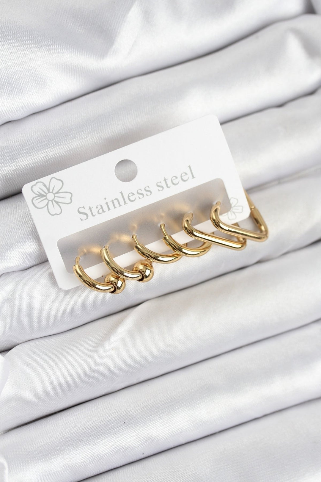 EBJ 316L Stainless Steel Gold Color Women's Earring Set - Santa Cruz Xoxocotlán