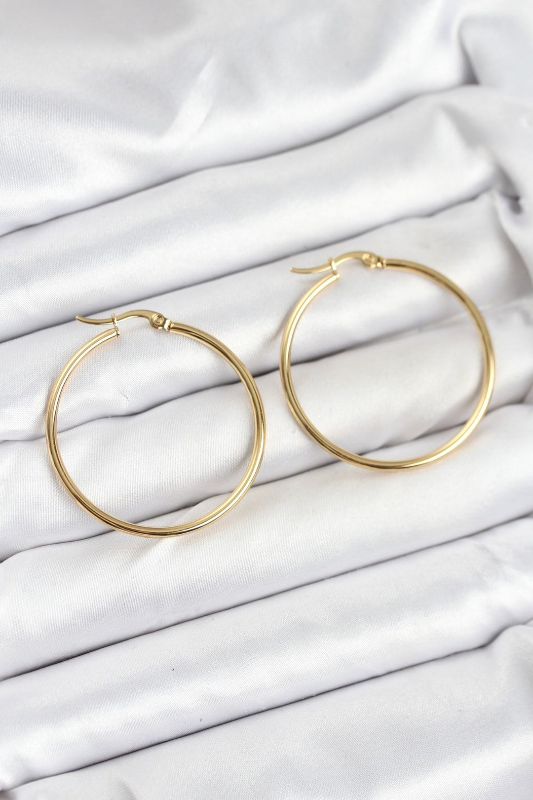 EBJ 316L Steel Gold Color 35 mm Ring Women's Earring - Newton
