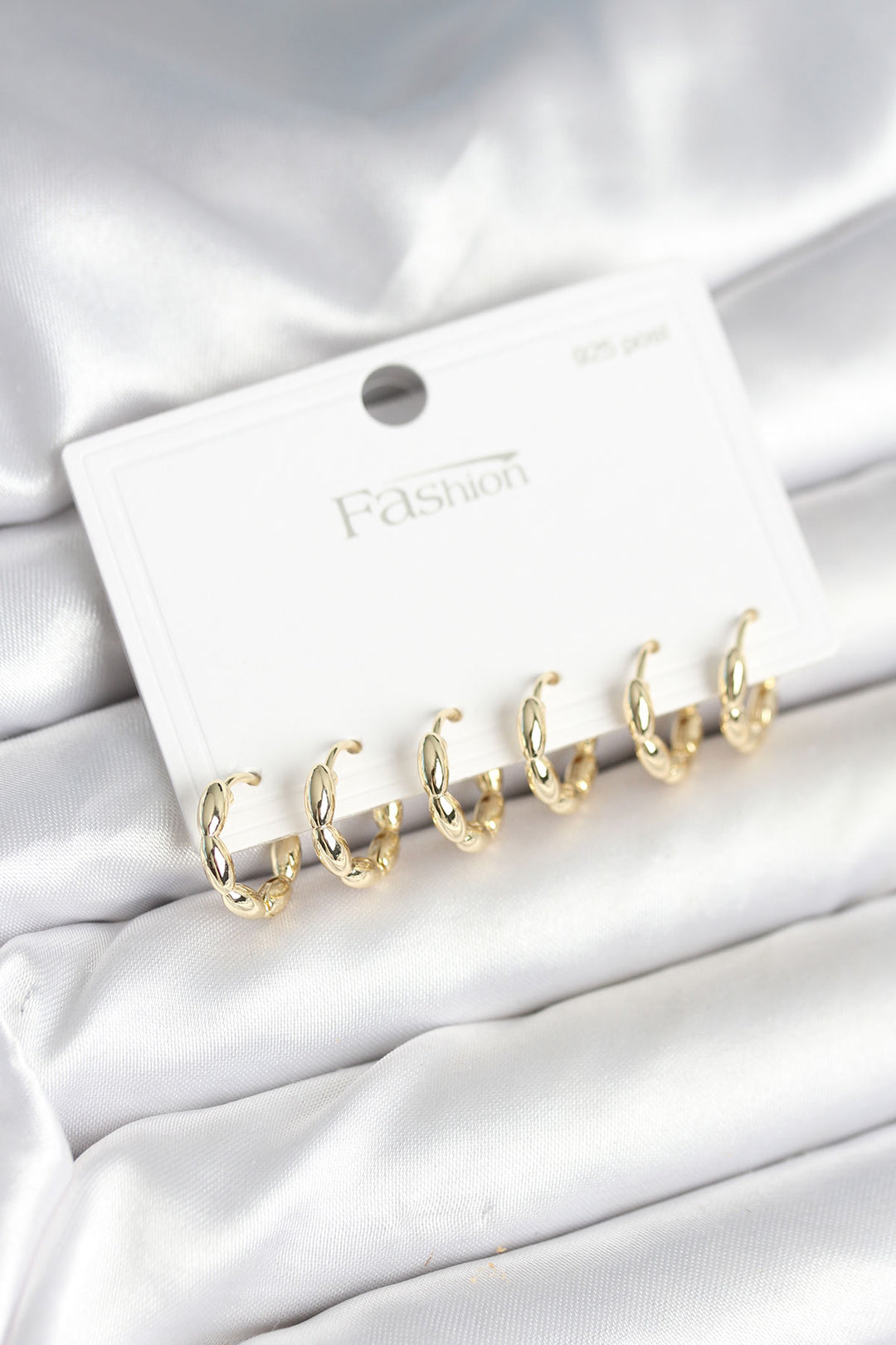 EBJ Rice Gold Color Pea Ring 925 Silver Nail Women Earring Set - Cherry Hill