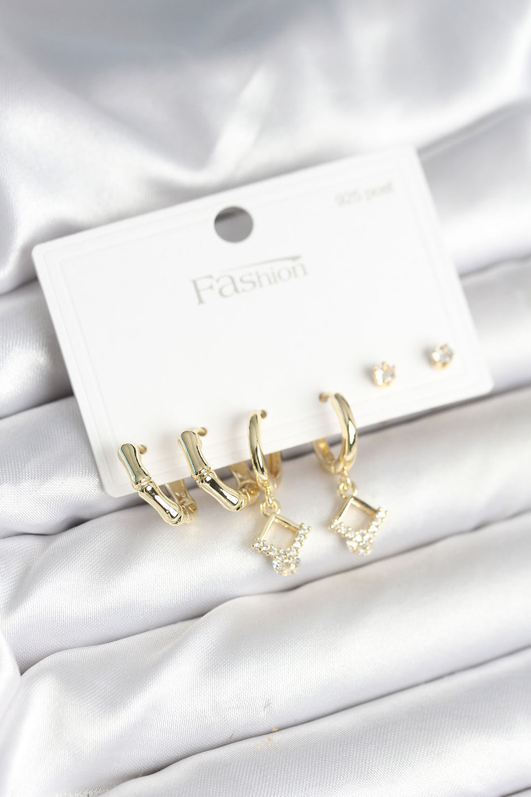 EBJ Rice Gold Color 925 Sterling Silver Studded Women's Earring Set - Mahilyow