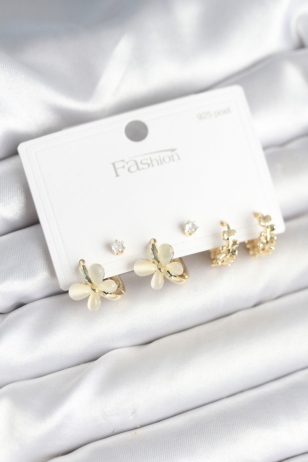EBJ Butterfly Model Gold Color Brass 925 Sterling Silver Studded Women's Earring Set - Fréjus