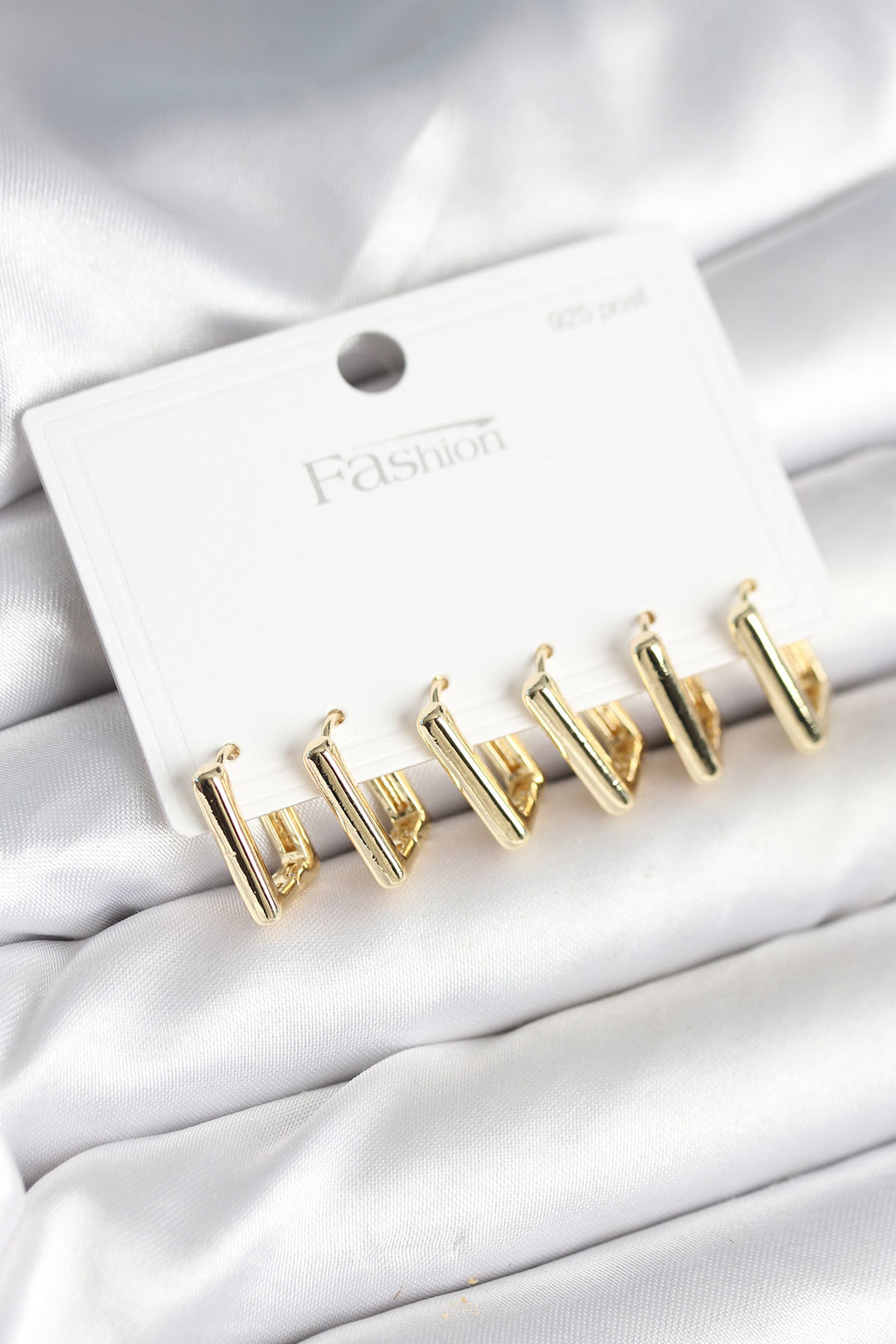 EBJ Gold Color Square Pattern Brass 925 Sterling Silver Studded Women's Earring Set - Homestead
