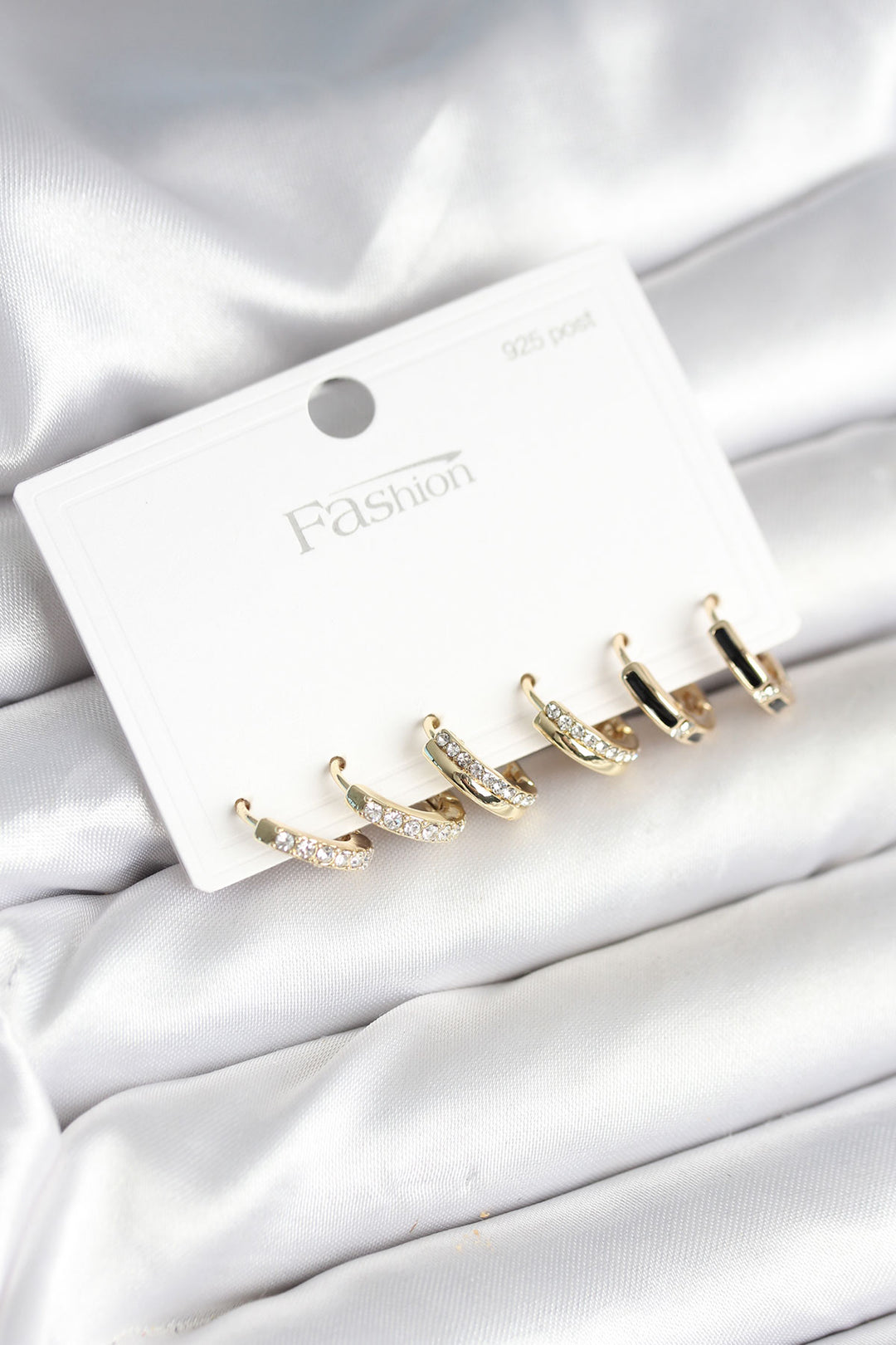 EBJ Rice Gold Color 925 Sterling Silver Nail Women Earring Set - Lviv