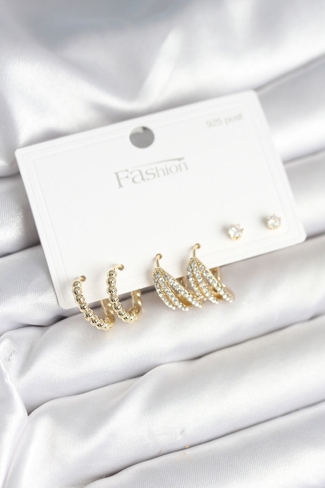 EBJ Gold Color Brass 925 Sterling Silver Studded Women's Earring Set - Morecambe
