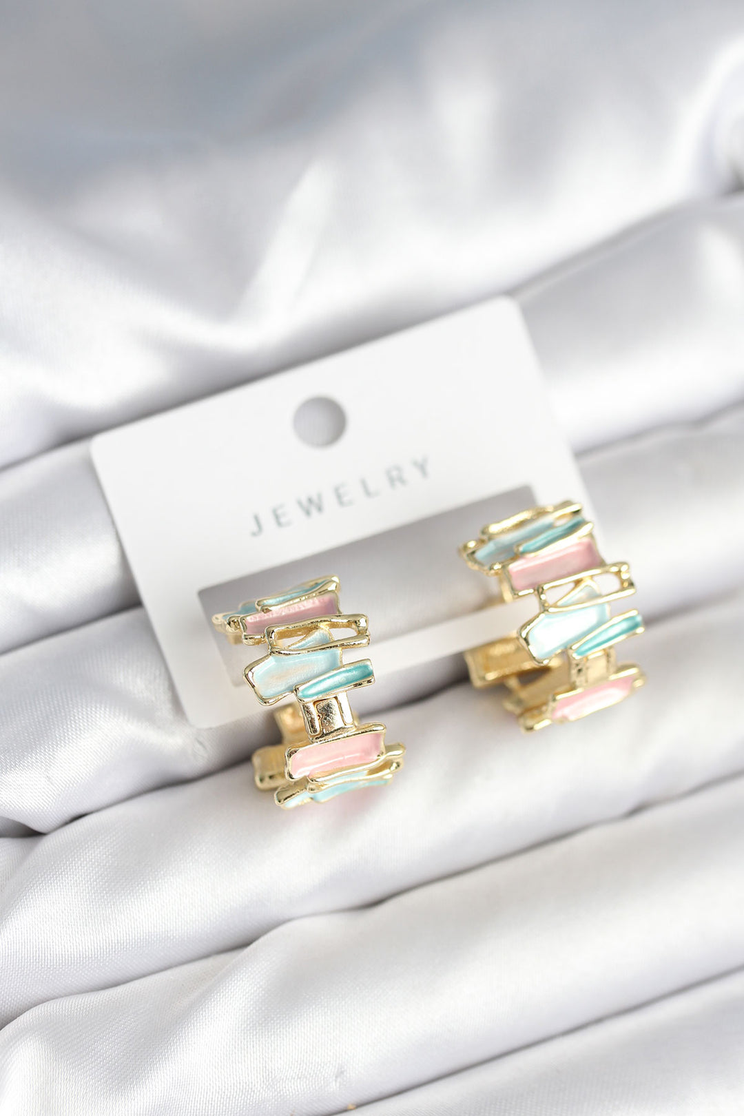 EBJ Mineli Mixed Colorful Gold Women's Earrings - Long Eaton