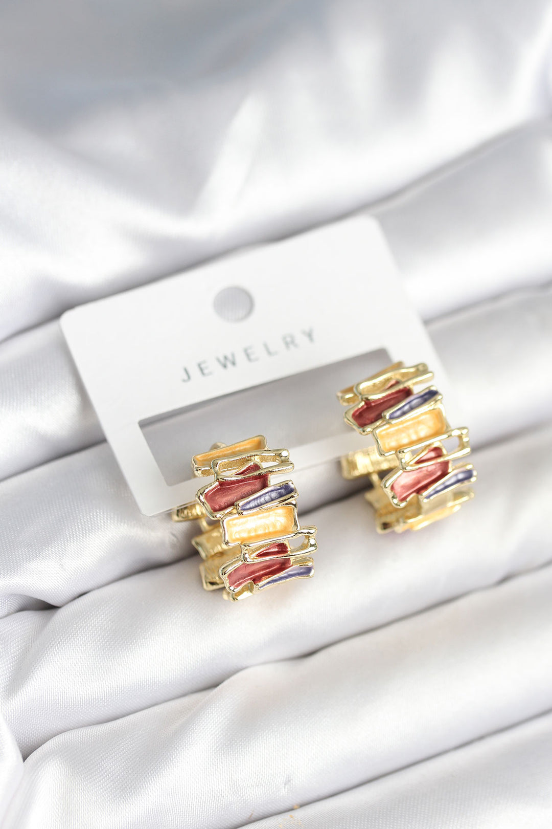 EBJ Mineli Mixed Colorful Gold Brass Women's Earrings - Marion