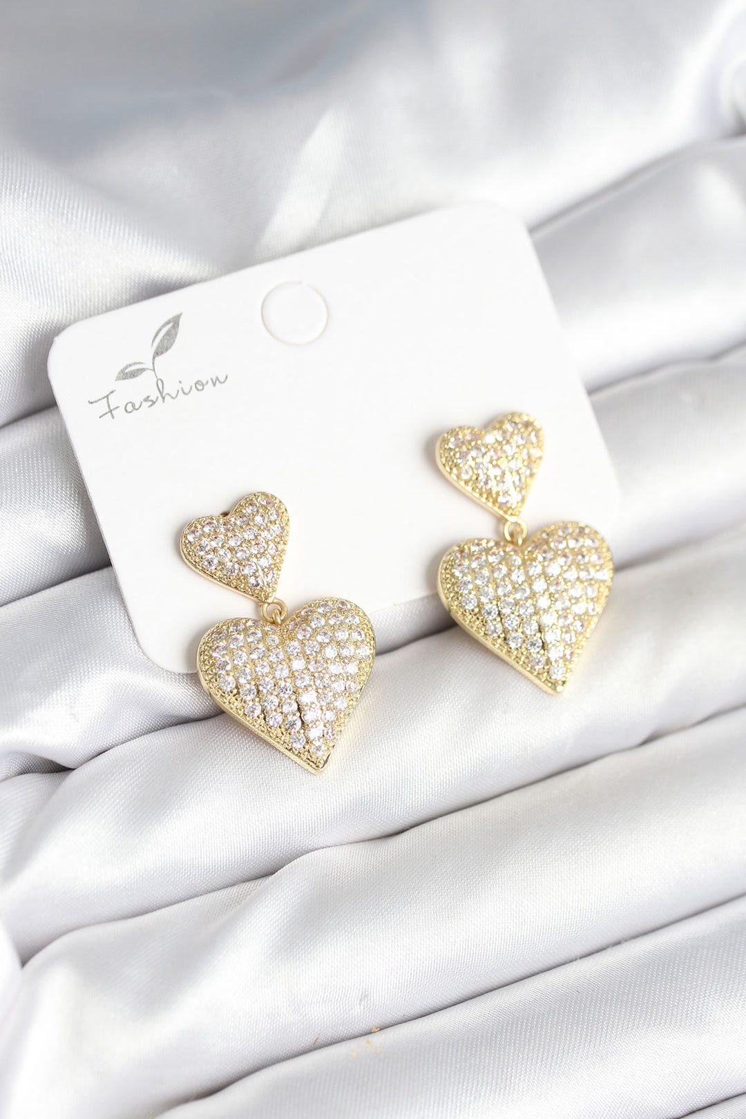 EBJ Heart Model Zircon Stone Gold Color Brass Women's Earring - Alcalá de Henares
