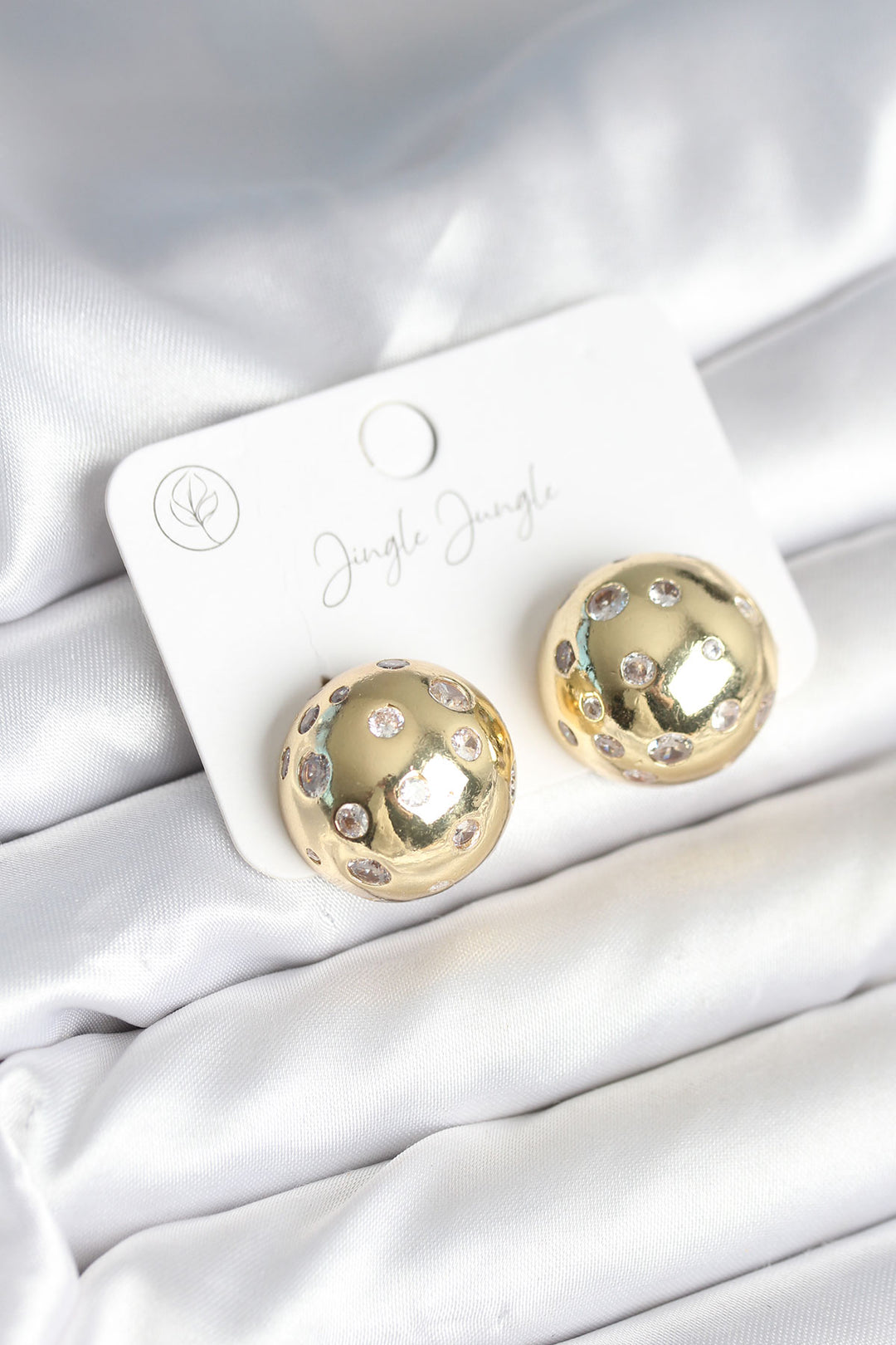 EBJ Gold Color Zircon Stone Women's Earrings with Rice Pattern - Castro Valley