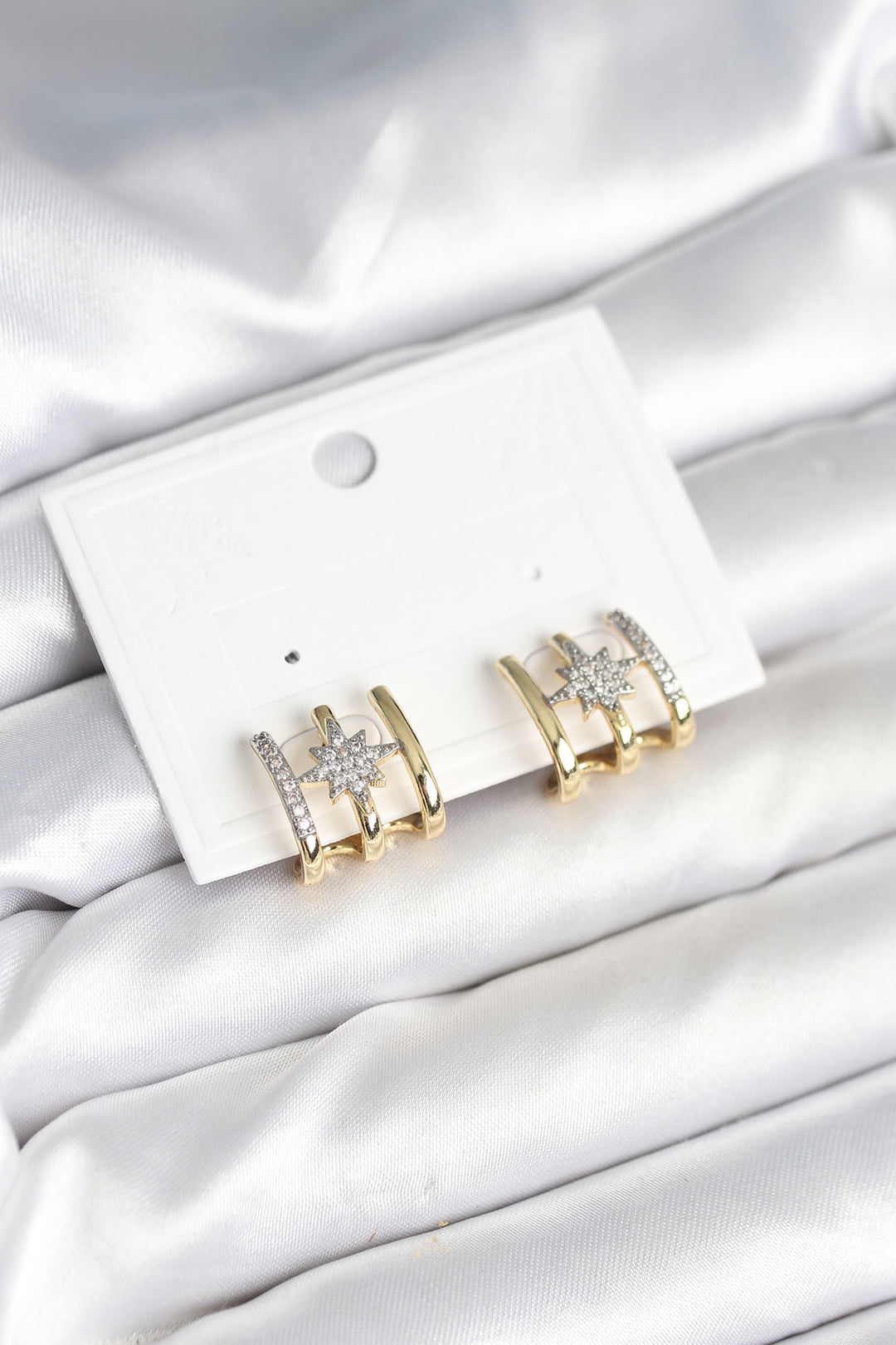 EBJ Rib Cage Model Pole Star Detailed Gold Color Women's Earring - Media