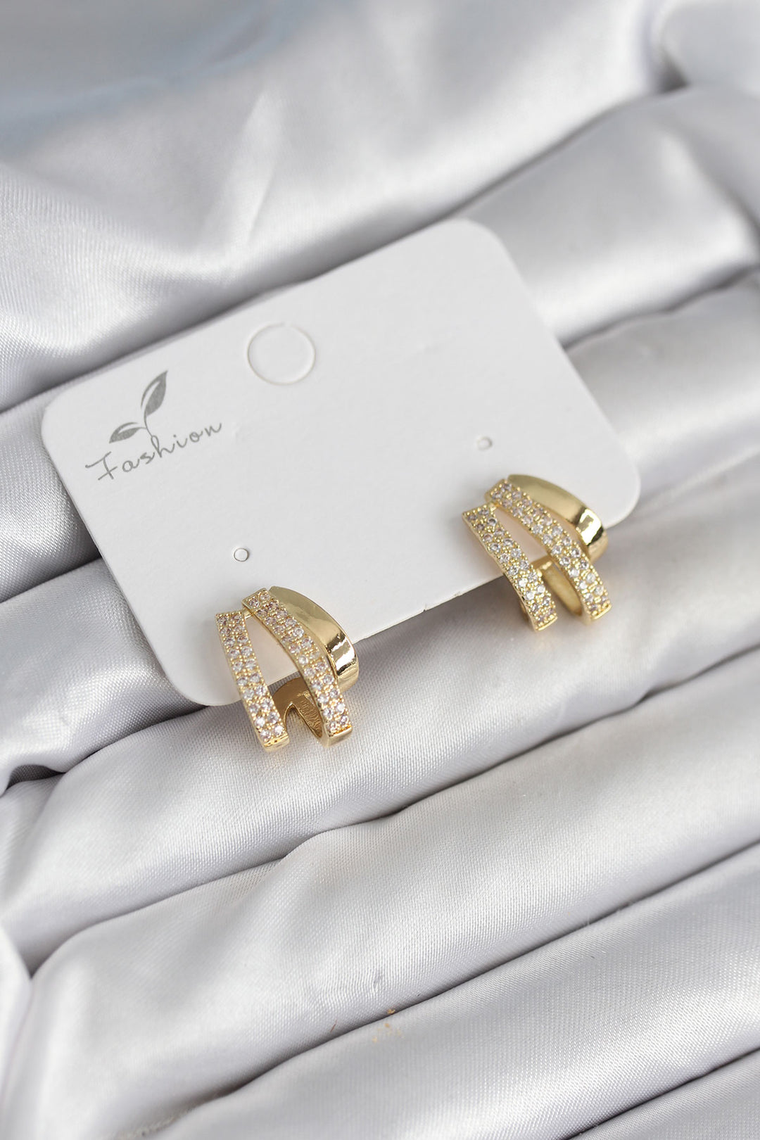 EBJ Zircon Stone Gold Color Women's Earrings - Augusta