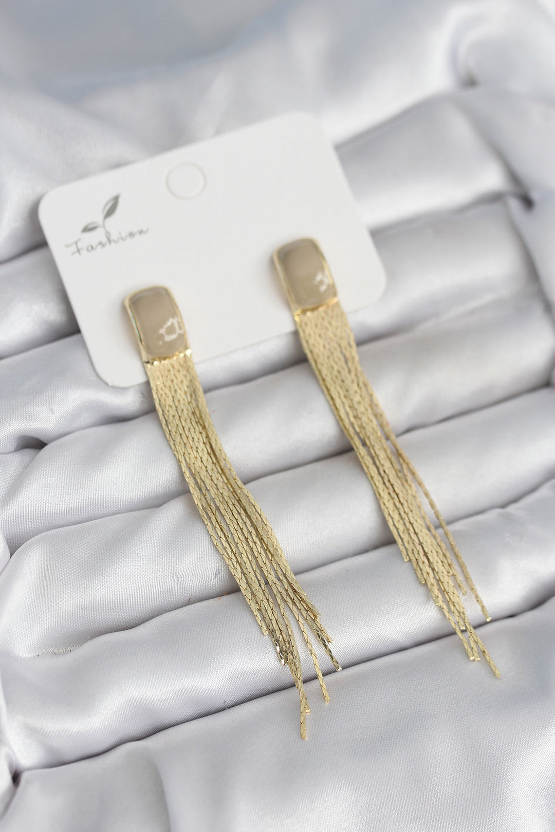 EBJ Dangling Cream Enamel Gold Color Women's Earrings - Jacona de Plancarte