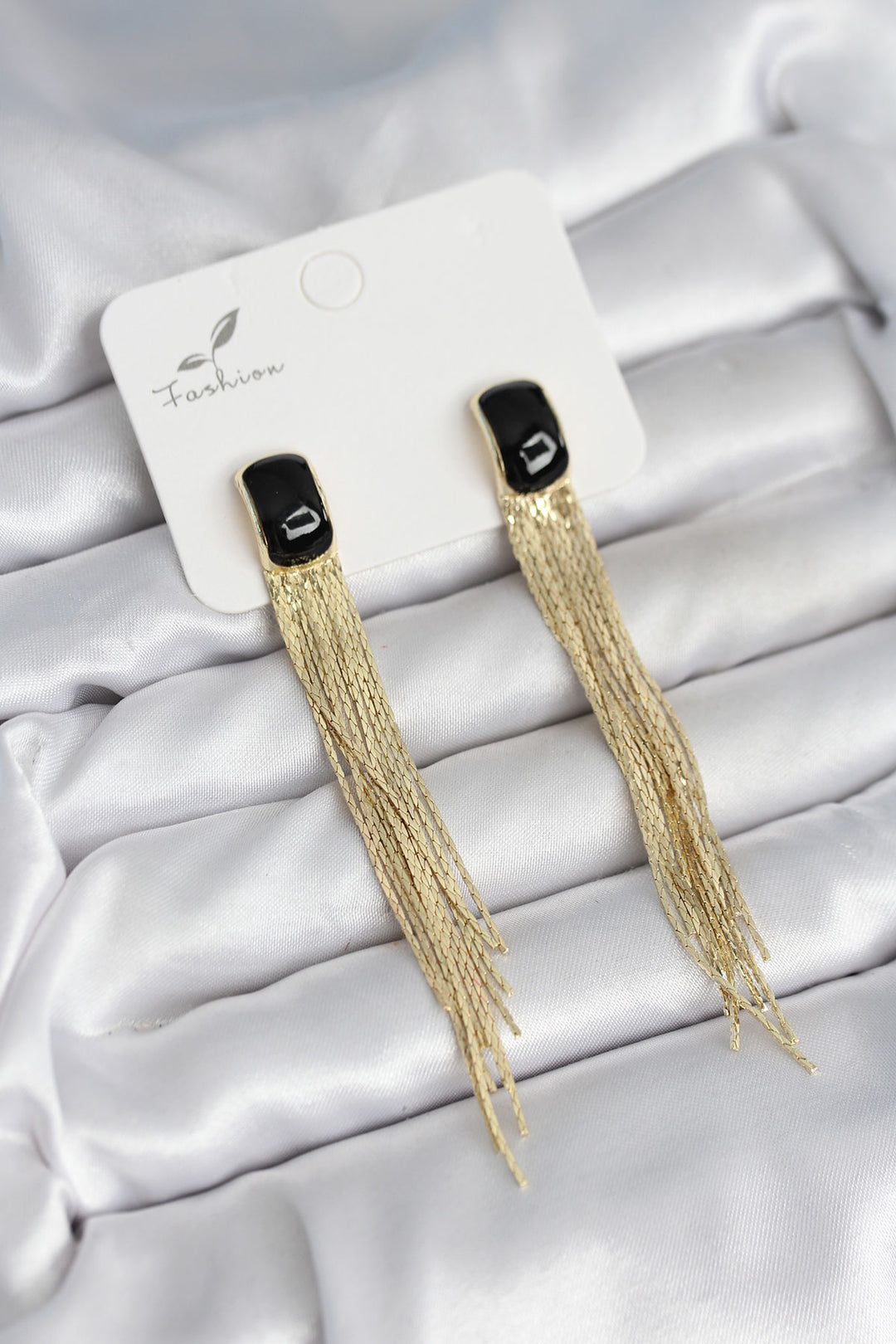 EBJ Dangling Black Enamel Gold Color Women's Earrings - Bendigo