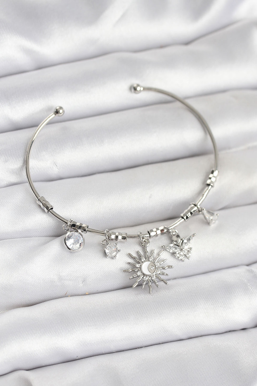 EBJ Sun Charm Silver Color Brass Women's Bracelet - Vineyard