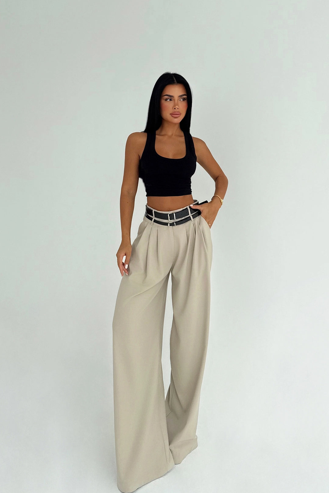 EYY Women Krem Kemer Detaylı Pantolon - Camberley