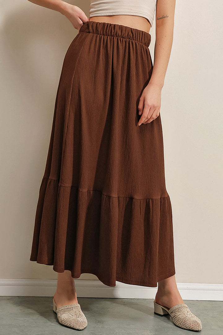 BGD Women Long Knitted Skirt - Brown - East Los Angeles