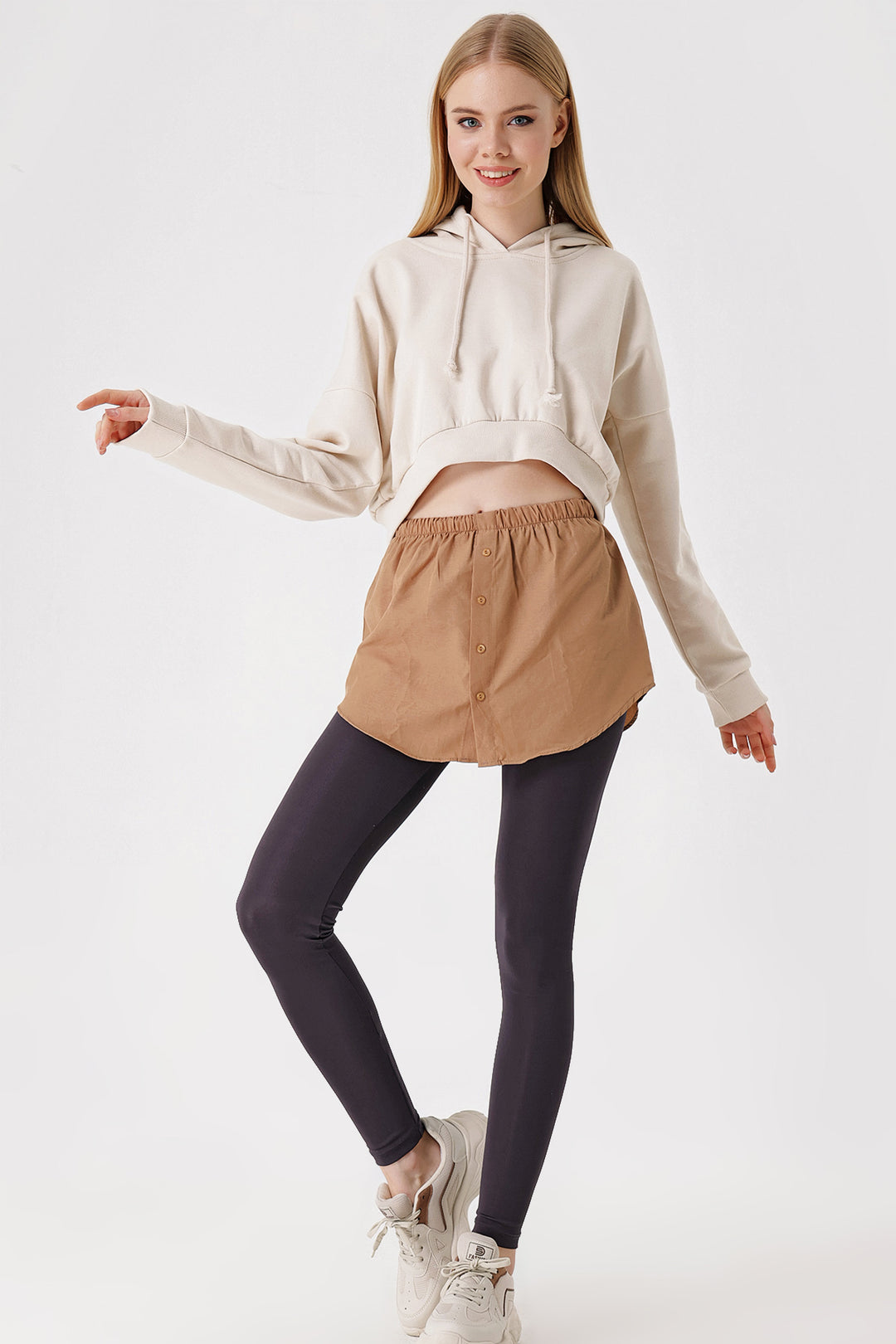 BGD Women Sweatshirt and Sweater Under Shirt Skirt - Camel - Riga