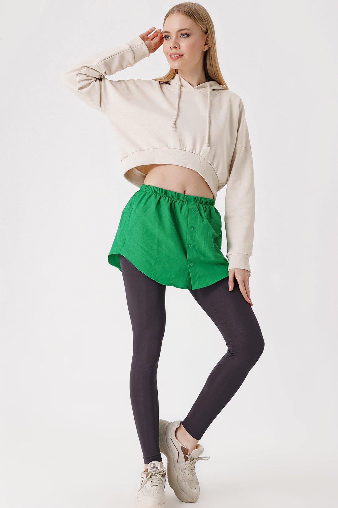 BGD Women Sweatshirt and Sweater Under Shirt Skirt - Green - Avondale