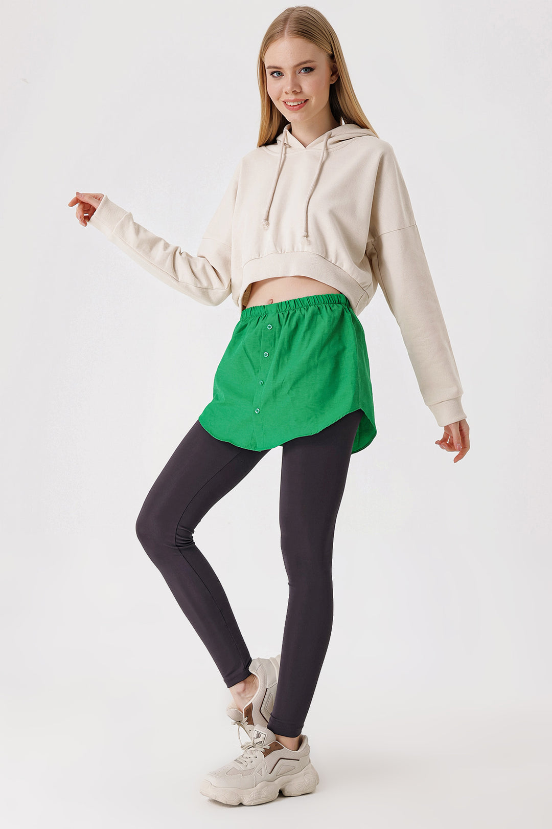 BGD Women Sweatshirt and Sweater Under Shirt Skirt - Green - Avondale