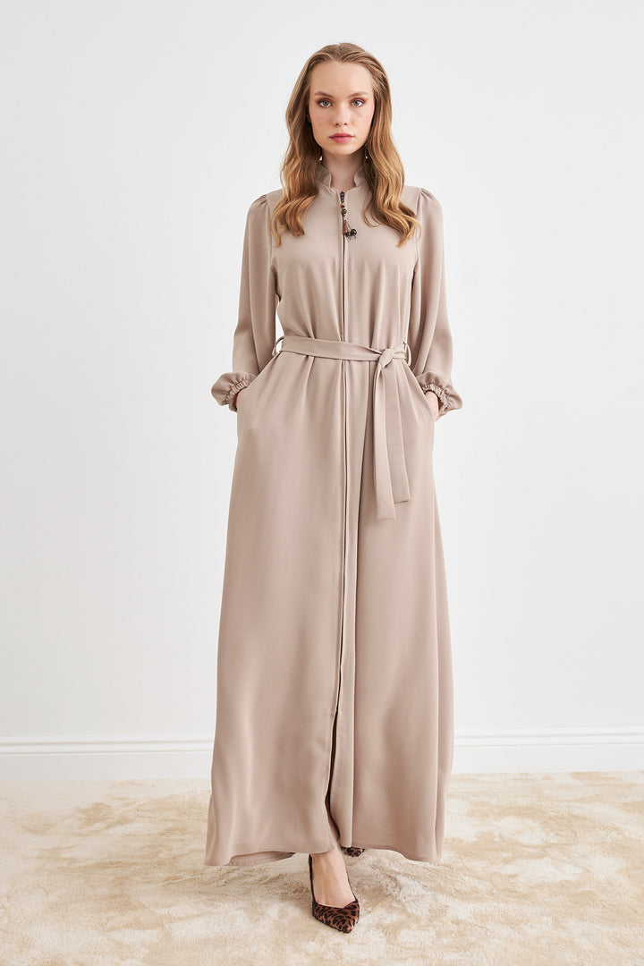 ZRF Women Belted Abaya - Beige - Las Cruces