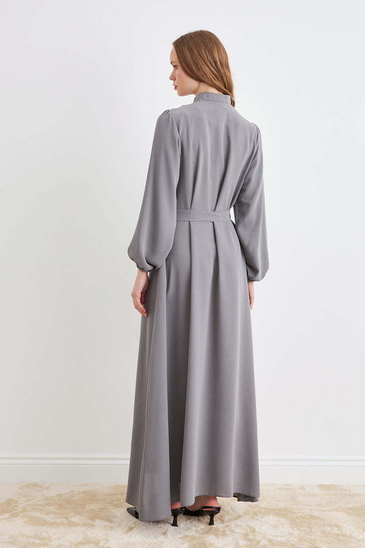 ZRF Women Belted Abaya - Gray - South Brunswick