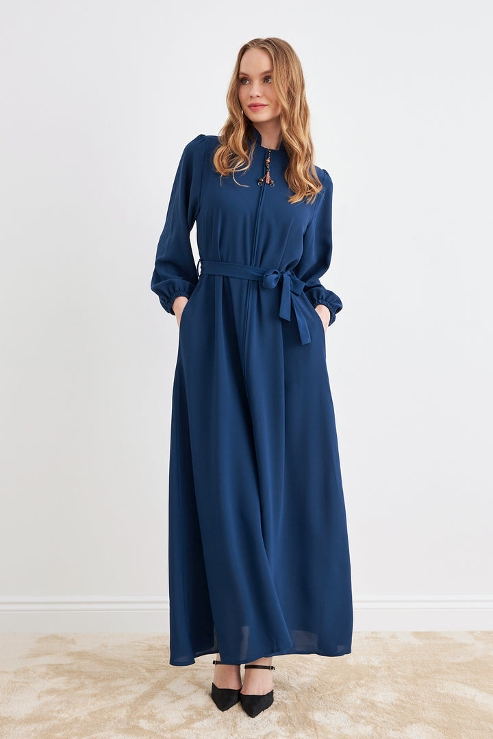 ZRF Women Belted Abaya - Indigo - Penfield