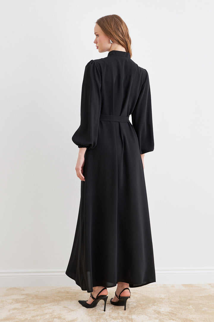 ZRF Women Belted Abaya - Black - West Orange