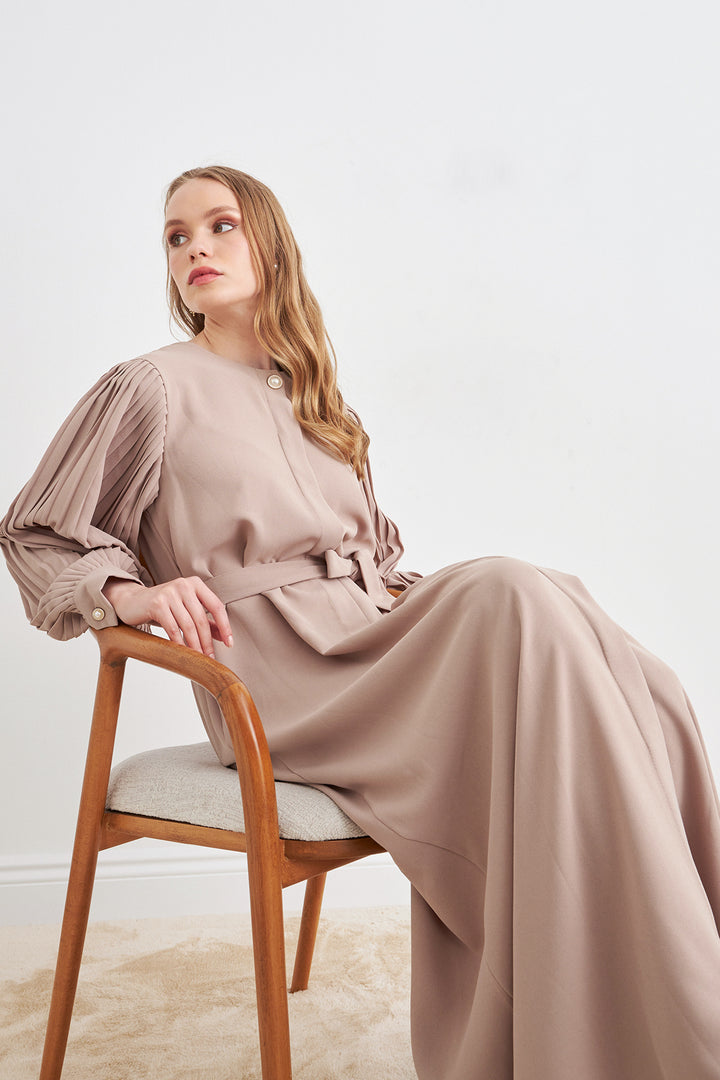 ZRF Women Sleeves Puffy Abaya - Beige - Zaventem