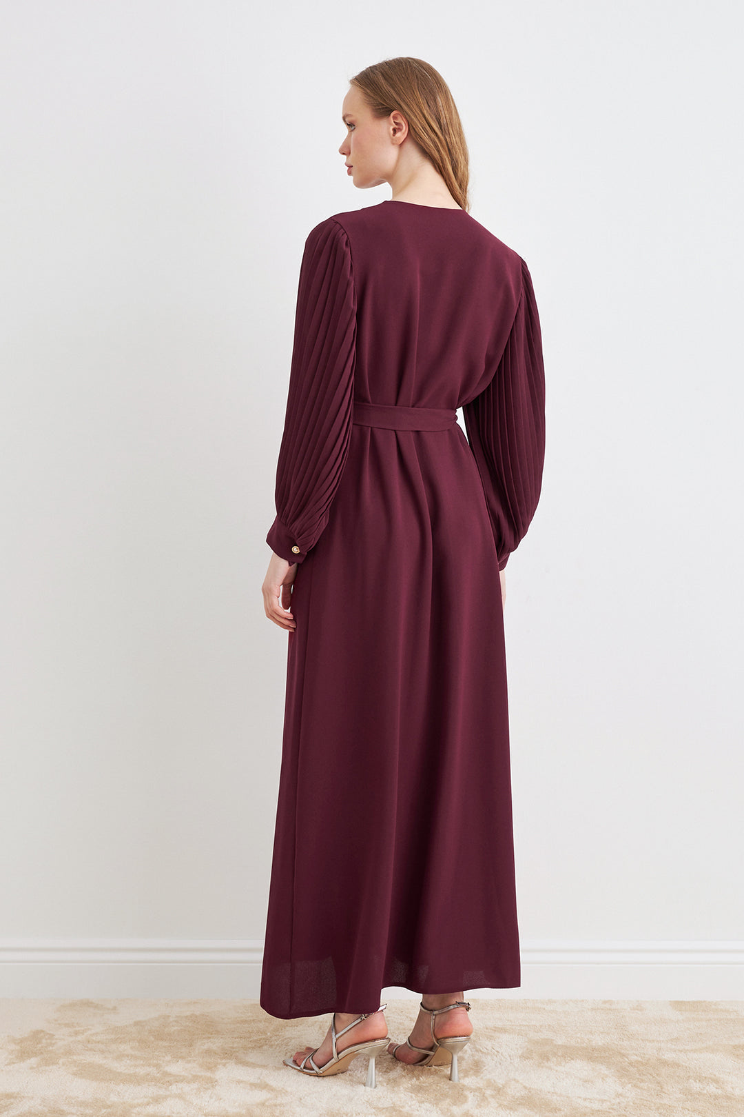 ZRF Women Sleeves Puffy Abaya - Burgundy - Santurce-Antiguo