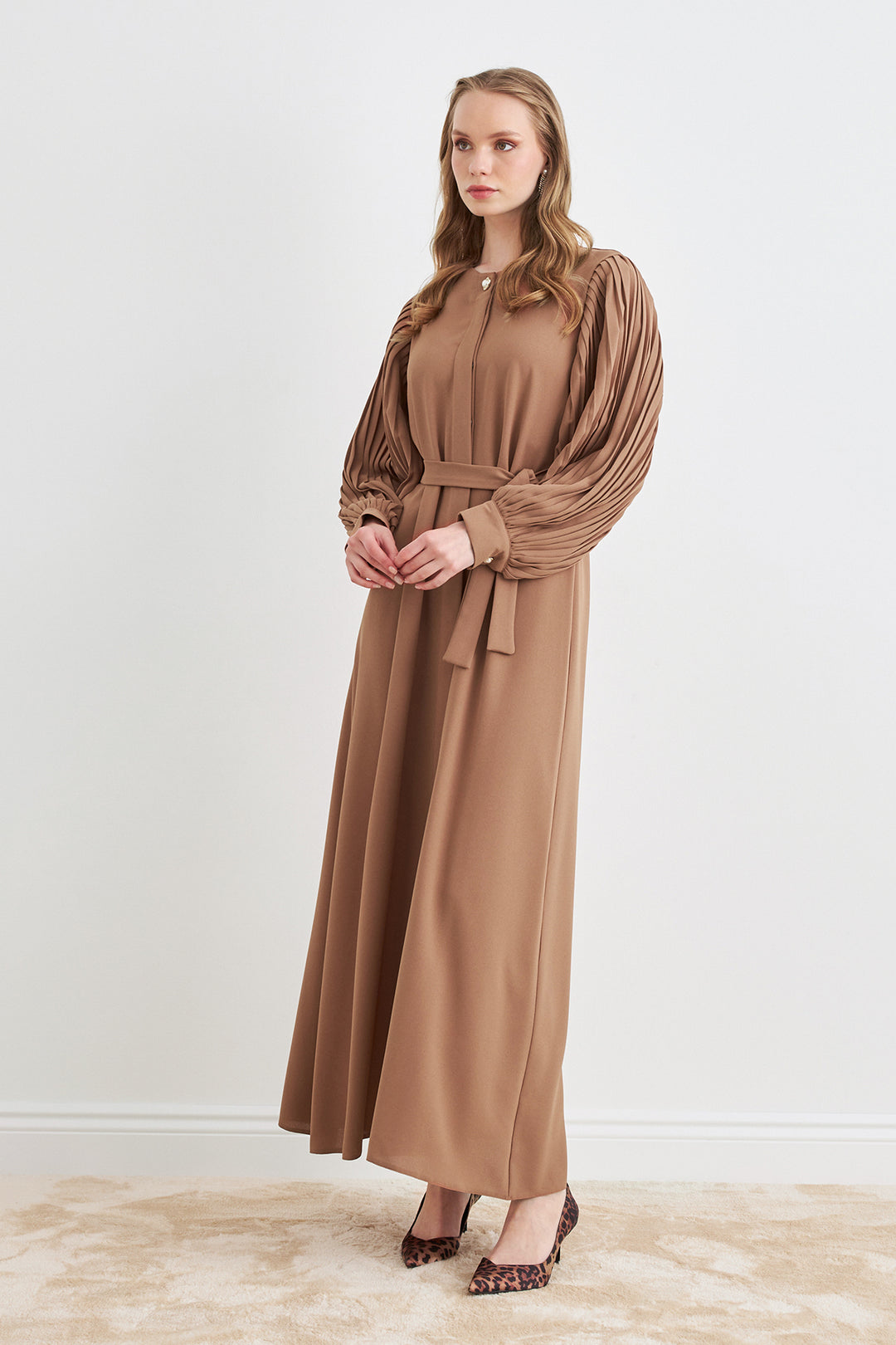 ZRF Women Sleeves Puffy Abaya - Camel - Southend