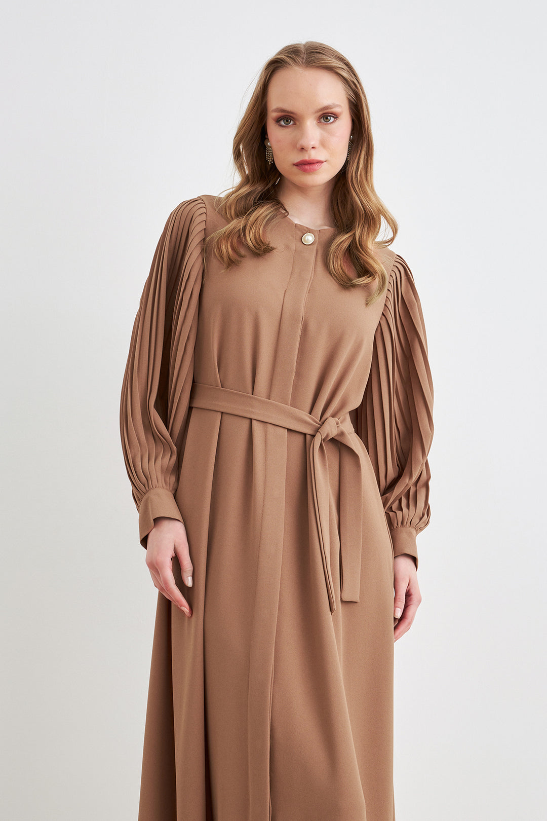 ZRF Women Sleeves Puffy Abaya - Camel - Southend
