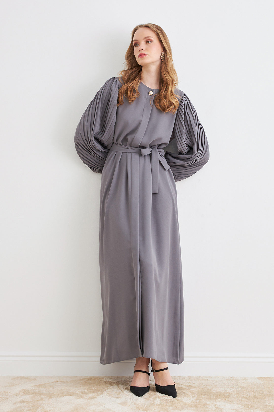 ZRF Women Sleeves Puffy Abaya - Gray - Hammersmith